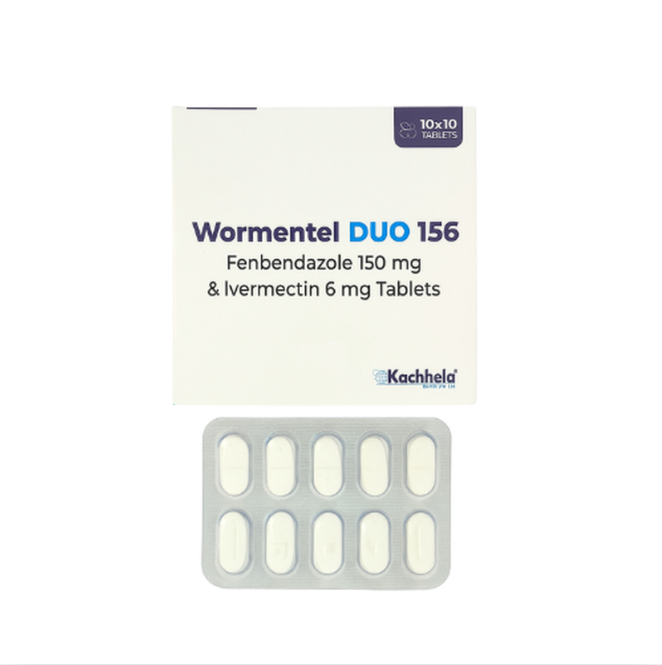 Wormentel DUO 156 (Fenbendazole 150mg & Ivermectin 6mg) Tablets